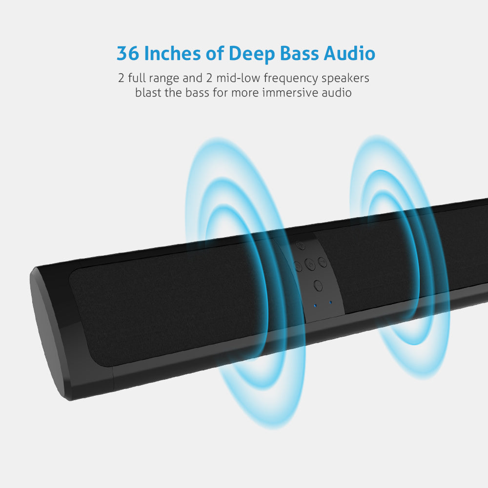 KY-3000B 30W 4-Speaker TV Soundbar with DSP 3D Surround Sound, Bluetooth 5.0, ARC/OPT/AUX Inputs, 3 EQ Modes