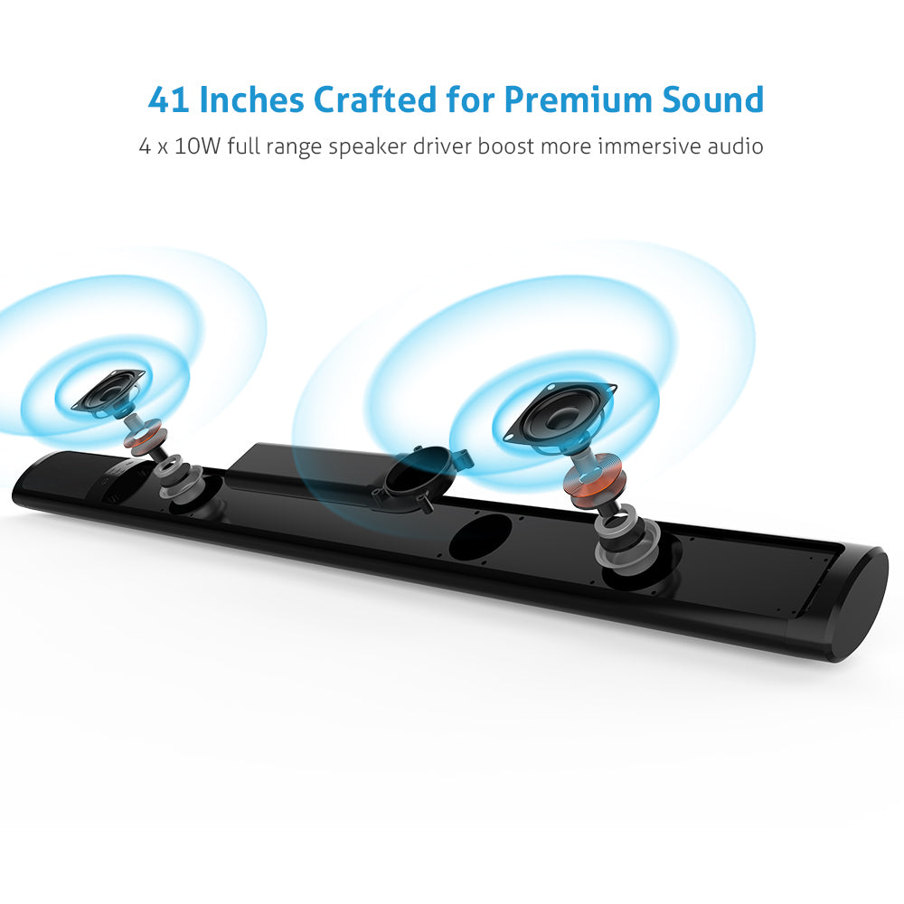 KY-3000B 30W 4-Speaker TV Soundbar with DSP 3D Surround Sound, Bluetooth 5.0, ARC/OPT/AUX Inputs, 3 EQ Modes