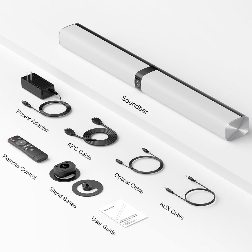 Assistrust 80W 2‑in‑1 Detachable Sound Bar – Bluetooth 5.3, ARC/Opt/AUX, Auto Volume Boost, 3 EQ Modes, 2025 French Design Award Winner – Premium Sound at an Affordable Price