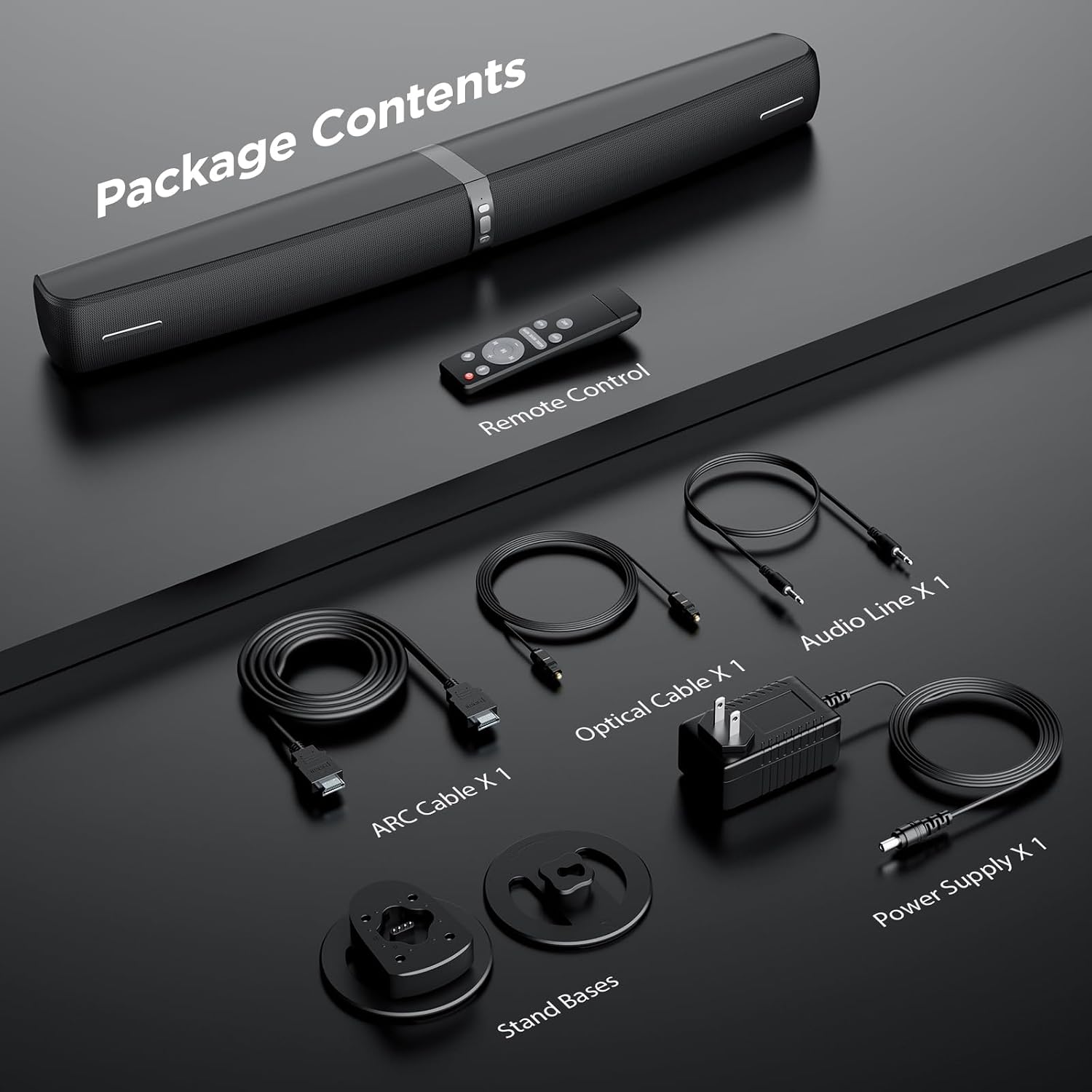 Assistrust 90W 2‑in‑1 Detachable Sound Bar – Bluetooth 5.0/ARC/Opt/AUX, Auto Volume Boost, 3 Customizable EQ Modes for TV/PC/Gaming/Projectors – Affordable Premium Sound