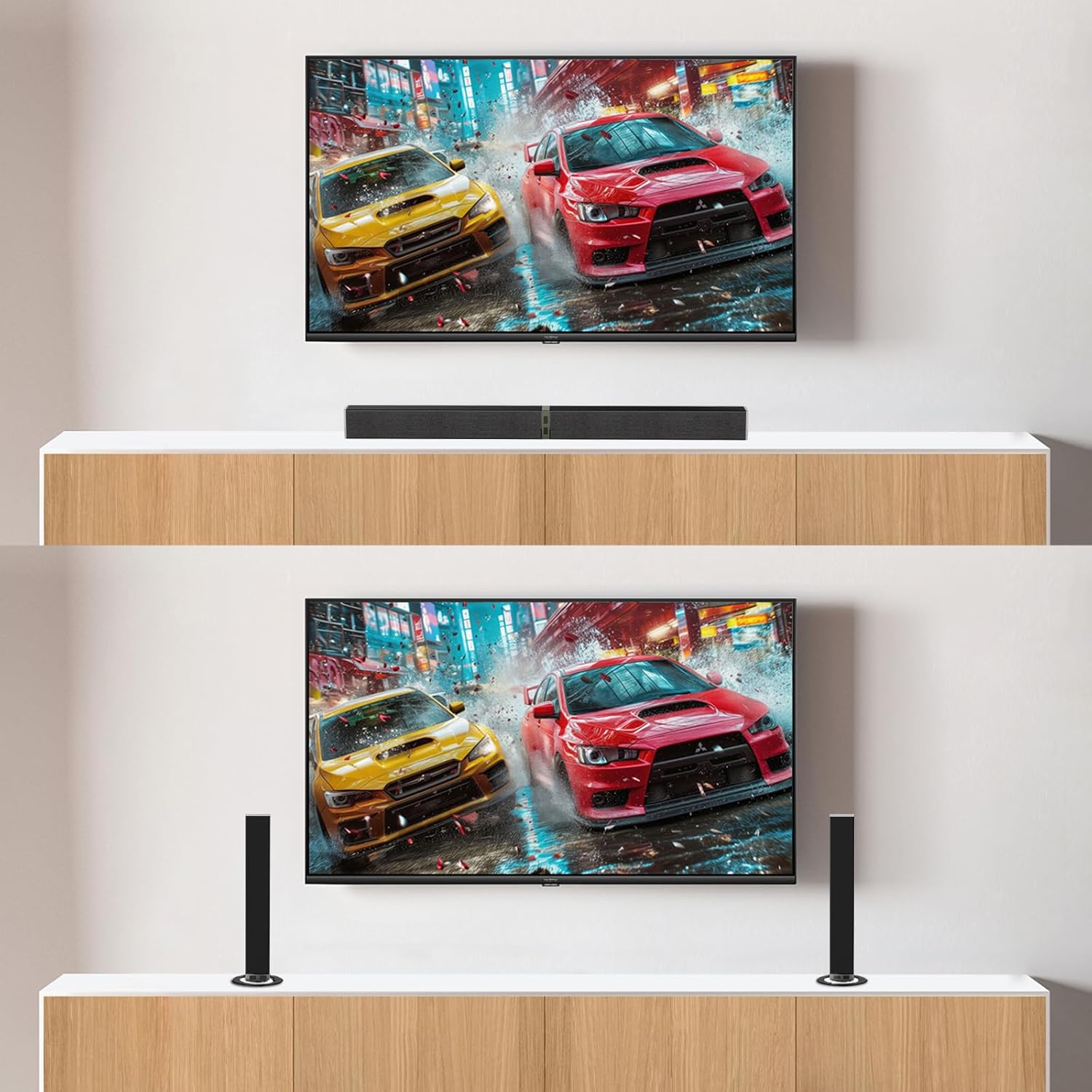 2020D 80W Detachable Sound Bar, Deep Bass Home Theater Audio Speaker