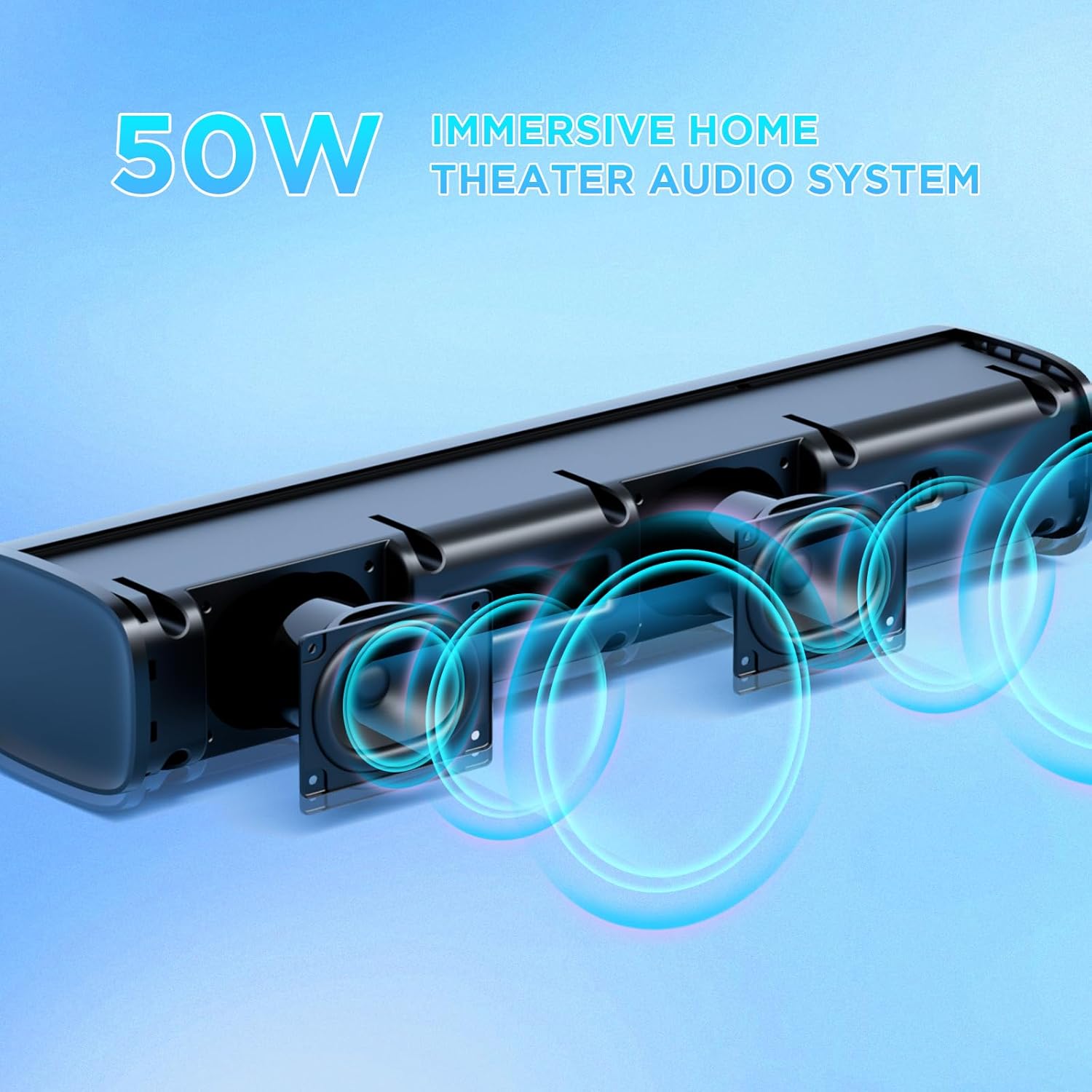 KY mini 50W 17 Inch TV Sound Bar Bluetooth 5.3 Multi Input Home Audio Speaker