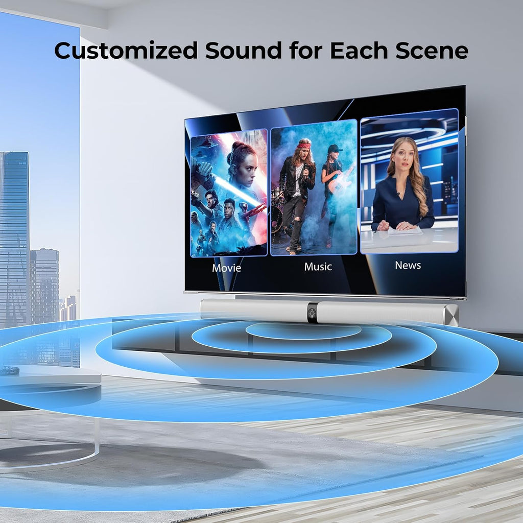 Assistrust 80W 2‑in‑1 Detachable Sound Bar – Bluetooth 5.3, ARC/Opt/AUX, Auto Volume Boost, 3 EQ Modes, 2025 French Design Award Winner – Premium Sound at an Affordable Price