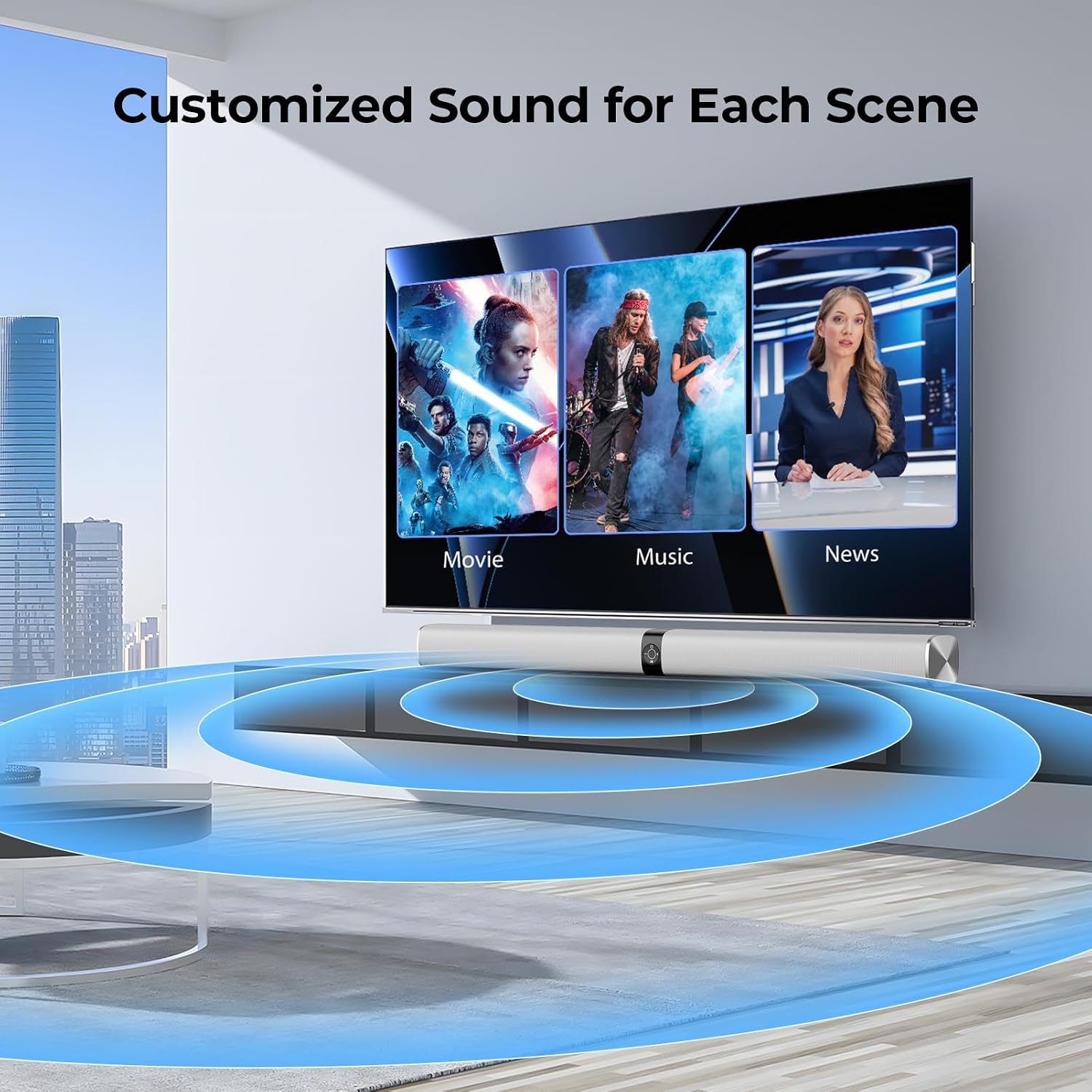 Assistrust 80W 2‑in‑1 Detachable Sound Bar – Bluetooth 5.3, ARC/Opt/AUX, Auto Volume Boost, 3 EQ Modes, 2025 French Design Award Winner – Premium Sound at an Affordable Price