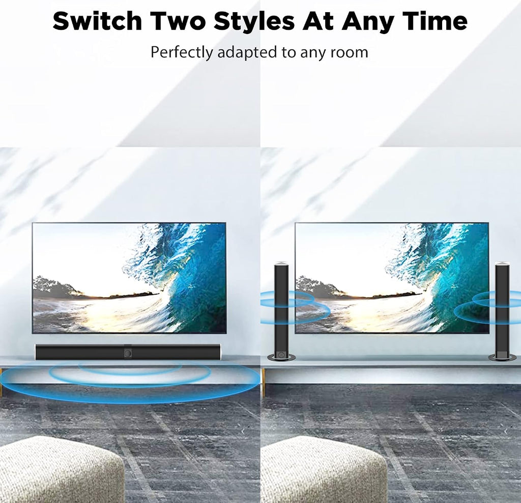 KY8000 WD 50W TV Soundbar Speakers, Bluetooth 5.0 Surround Sound System, 32 Inch Wired & Wireless Sound Bar
