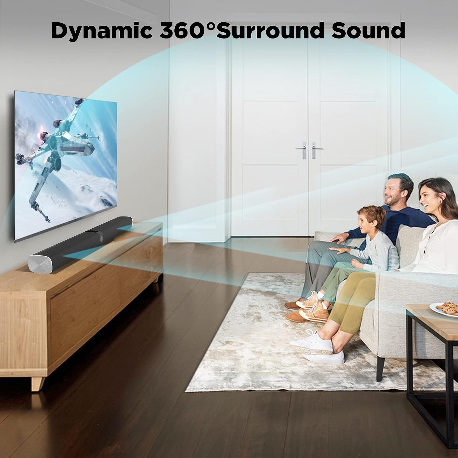 KY8000 WD 50W TV Soundbar Speakers, Bluetooth 5.0 Surround Sound System, 32 Inch Wired & Wireless Sound Bar