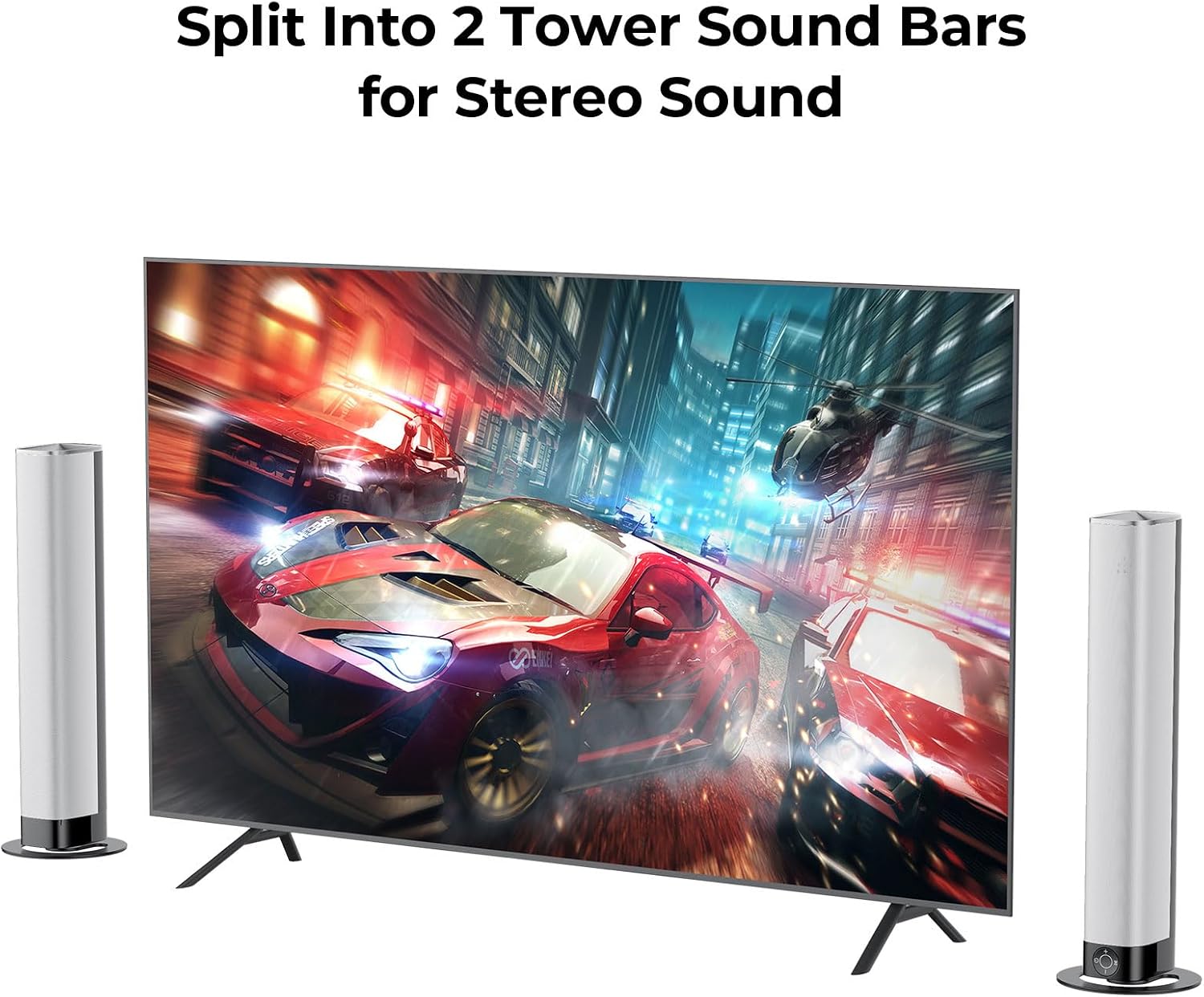 Assistrust 80W 2‑in‑1 Detachable Sound Bar – Bluetooth 5.3, ARC/Opt/AUX, Auto Volume Boost, 3 EQ Modes, 2025 French Design Award Winner – Premium Sound at an Affordable Price