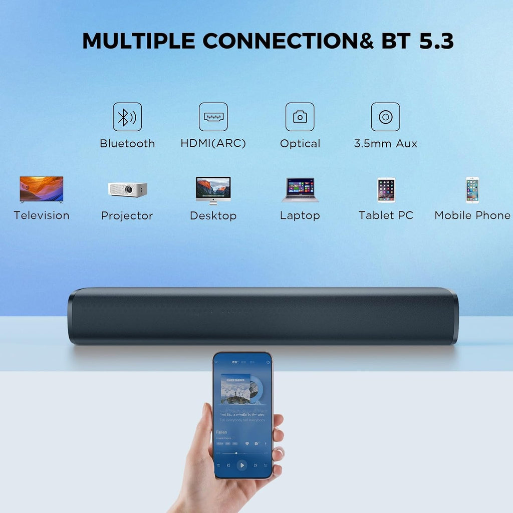KY mini 50W 17 Inch TV Sound Bar Bluetooth 5.3 Multi Input Home Audio Speaker