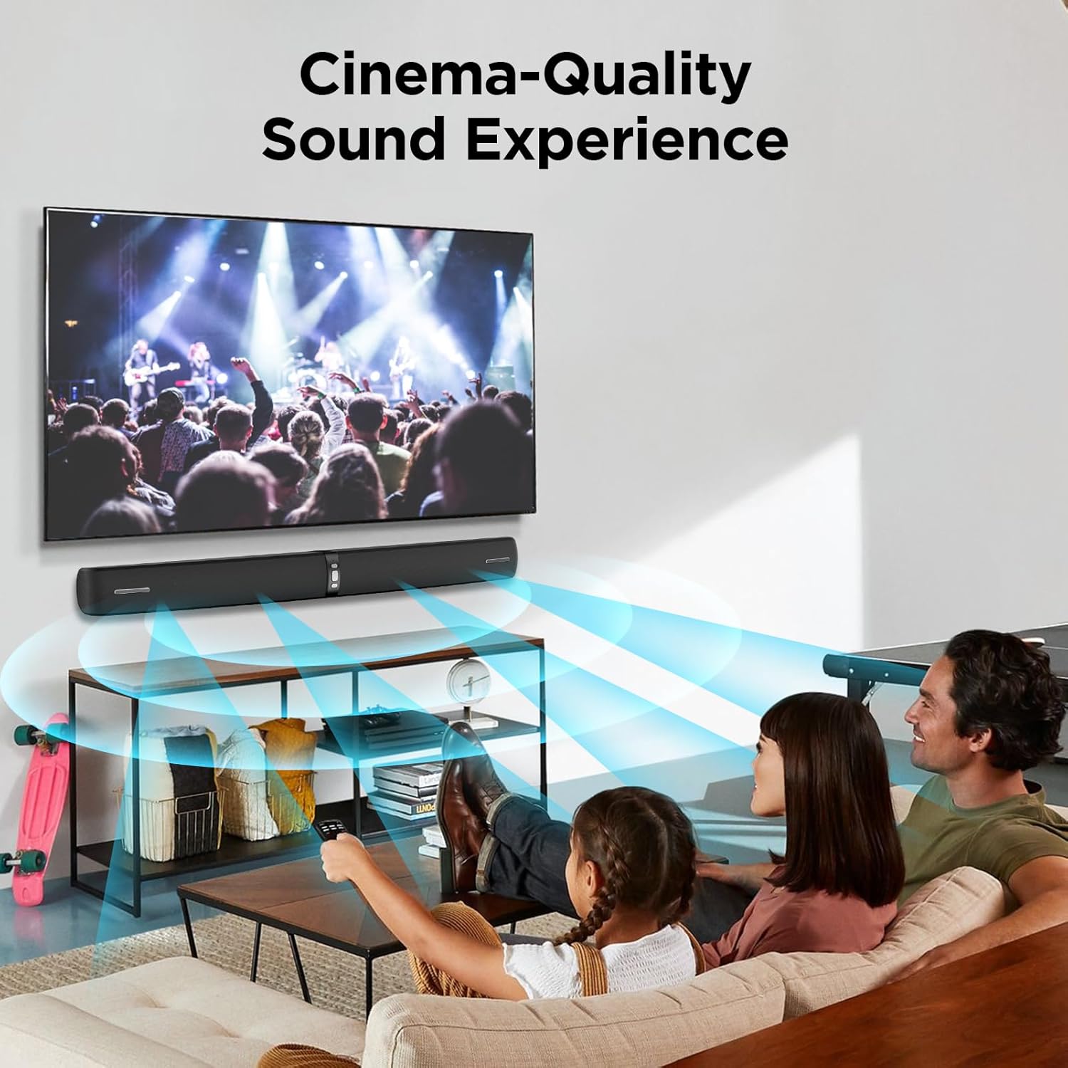 Assistrust 90W 2‑in‑1 Detachable Sound Bar – Bluetooth 5.0/ARC/Opt/AUX, Auto Volume Boost, 3 Customizable EQ Modes for TV/PC/Gaming/Projectors – Affordable Premium Sound