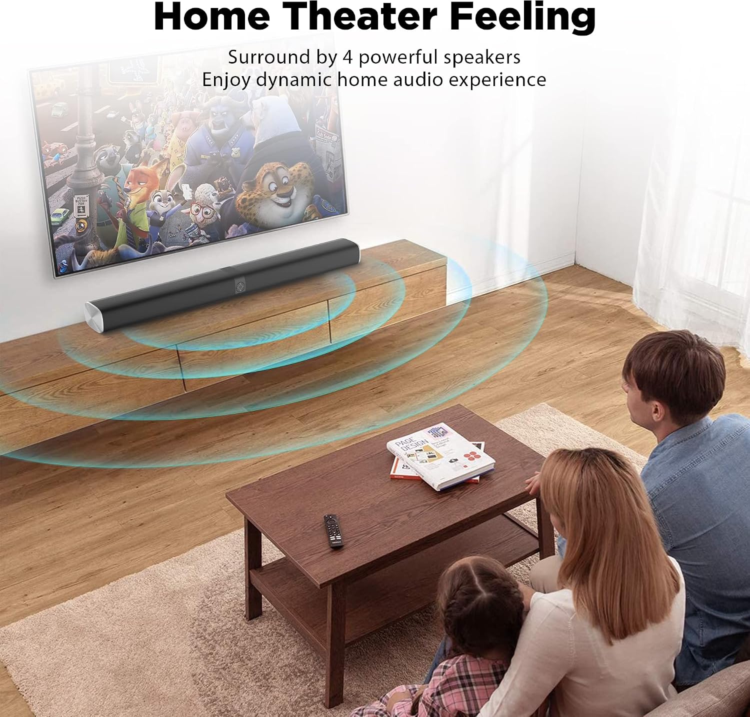 KY8000 WD 50W TV Soundbar Speakers, Bluetooth 5.0 Surround Sound System, 32 Inch Wired & Wireless Sound Bar