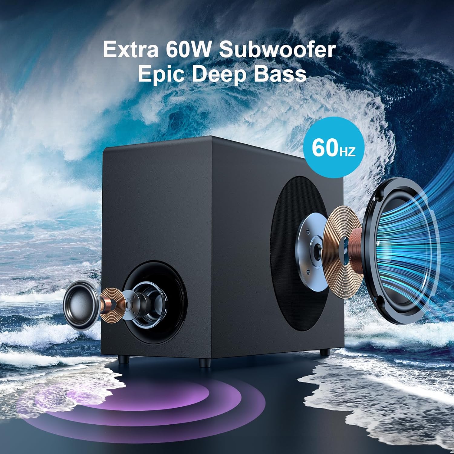 Assistrust 110W Sound Bar with Subwoofer – Deep Bass, 3 EQ Modes, Bluetooth 5.0/ARC/Opt/AUX, Detachable Design for TV/PC/Gaming/Projectors – Affordable Premium Sound
