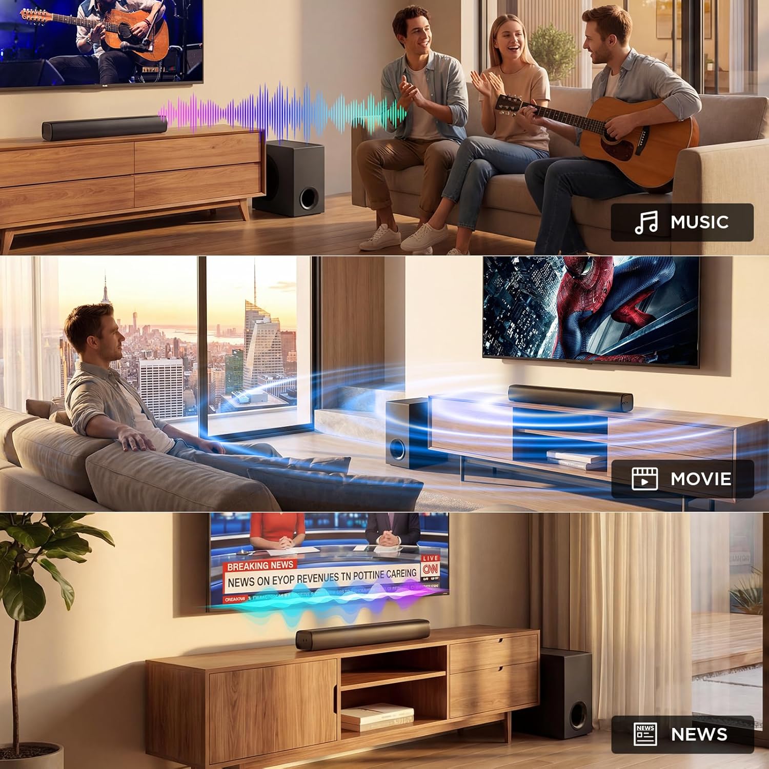 KY-MiniE 110W 2.1CH TV Sound Bar