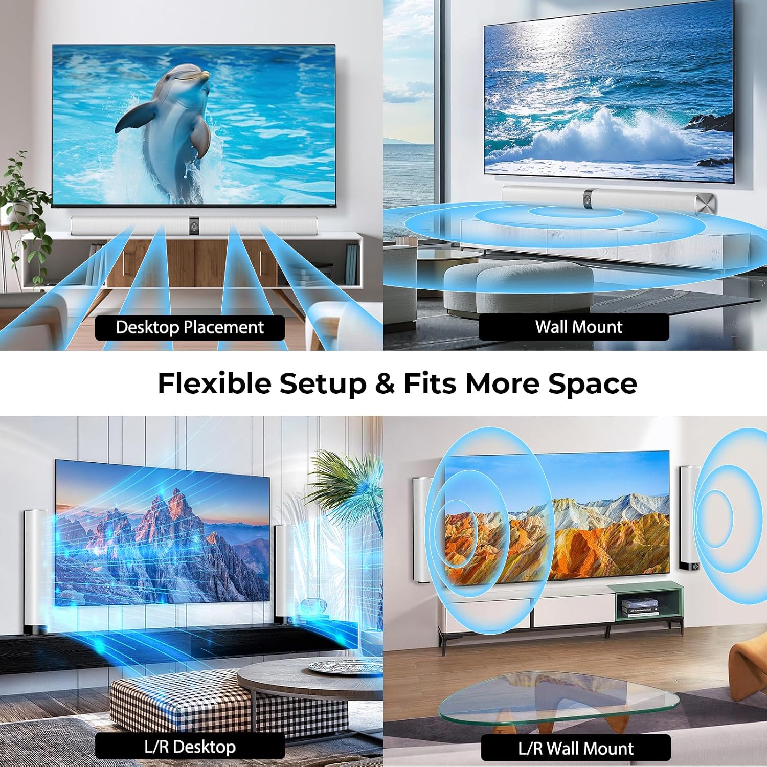 Assistrust 80W 2‑in‑1 Detachable Sound Bar – Bluetooth 5.3, ARC/Opt/AUX, Auto Volume Boost, 3 EQ Modes, 2025 French Design Award Winner – Premium Sound at an Affordable Price