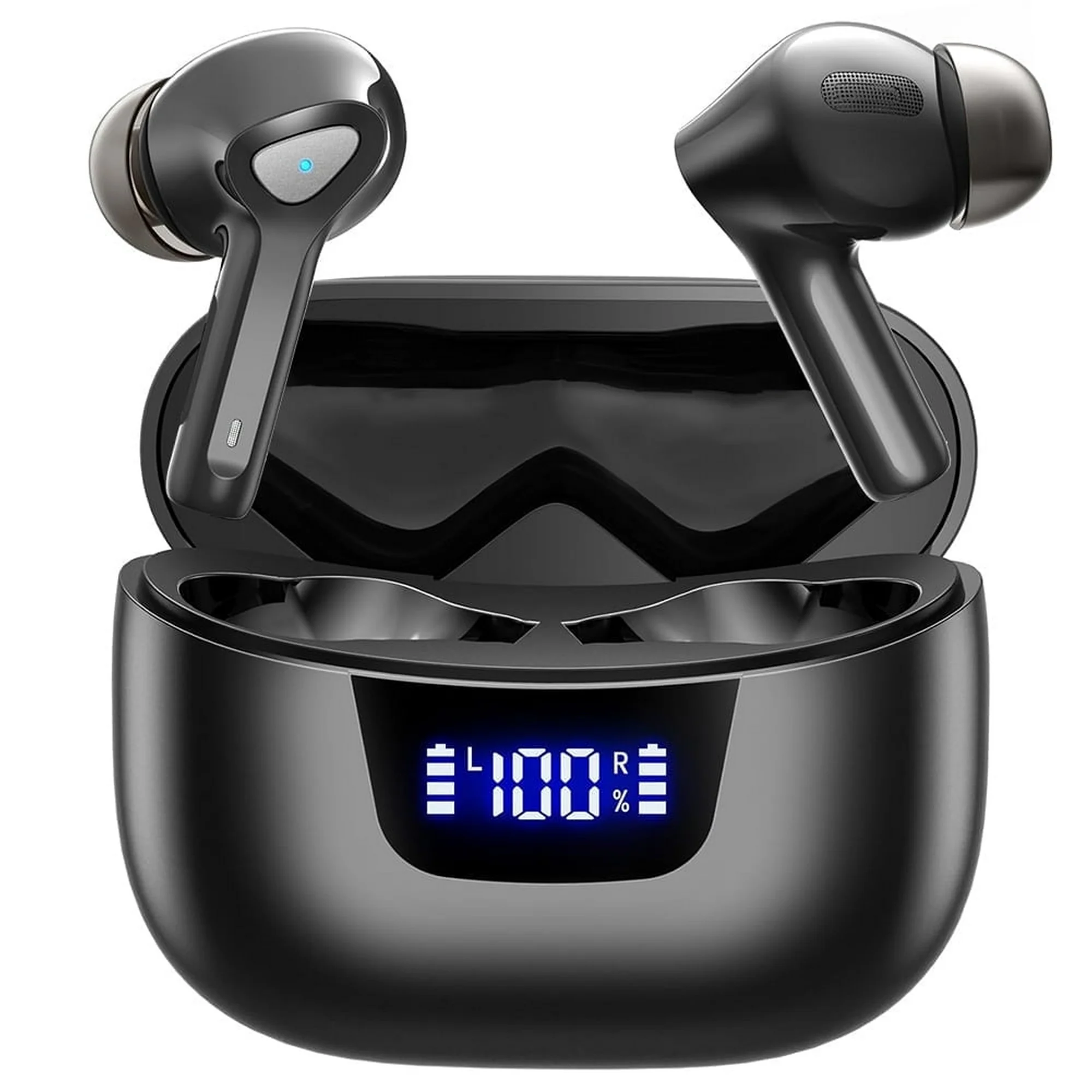 Earbuds Black True Wireless Bluetooth Earbuds, LED Digital Display Bluetooth 5.3 In-Ear Headphones