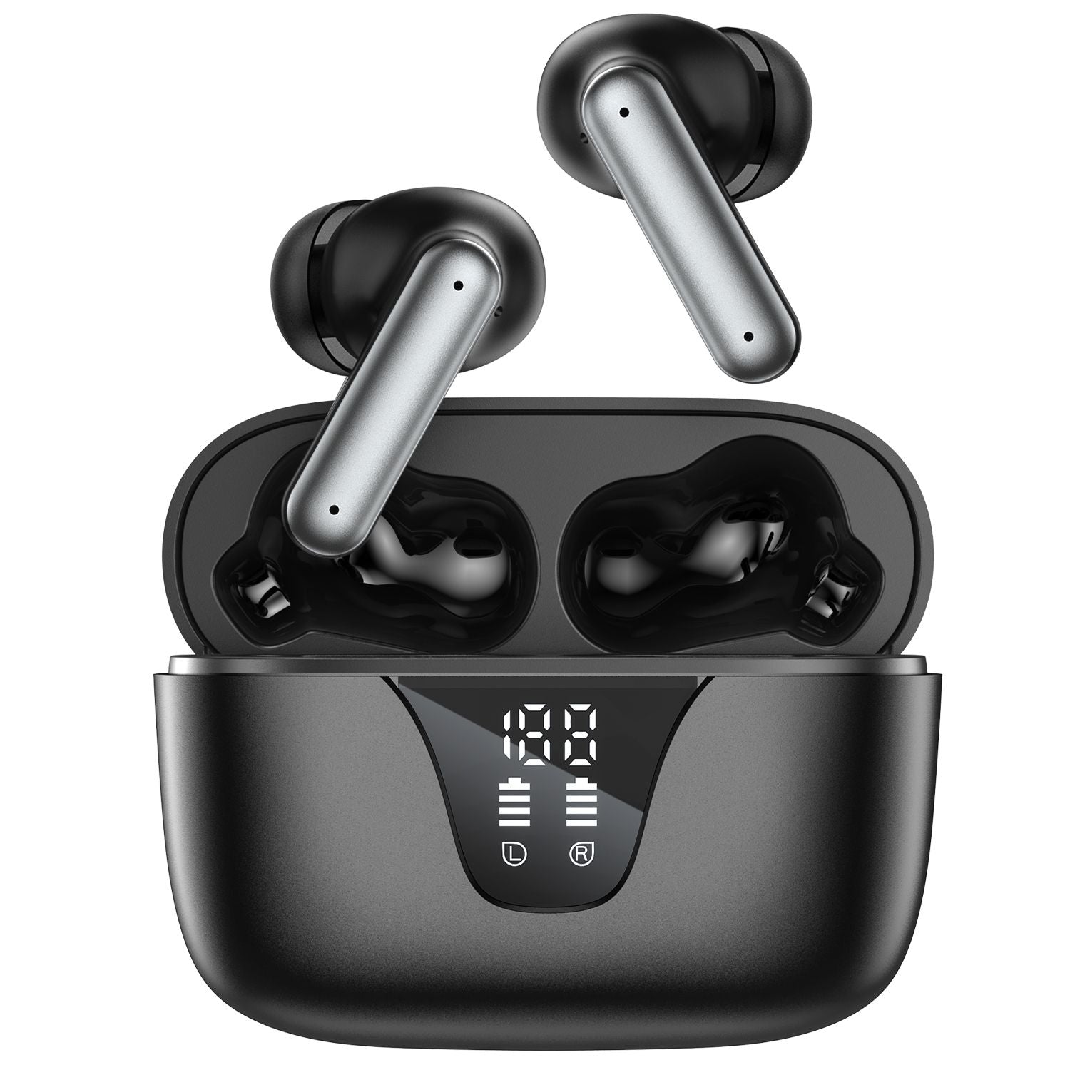 TWS-White LED Display Waterproof Bluetooth Wireless In-Ear Earbuds