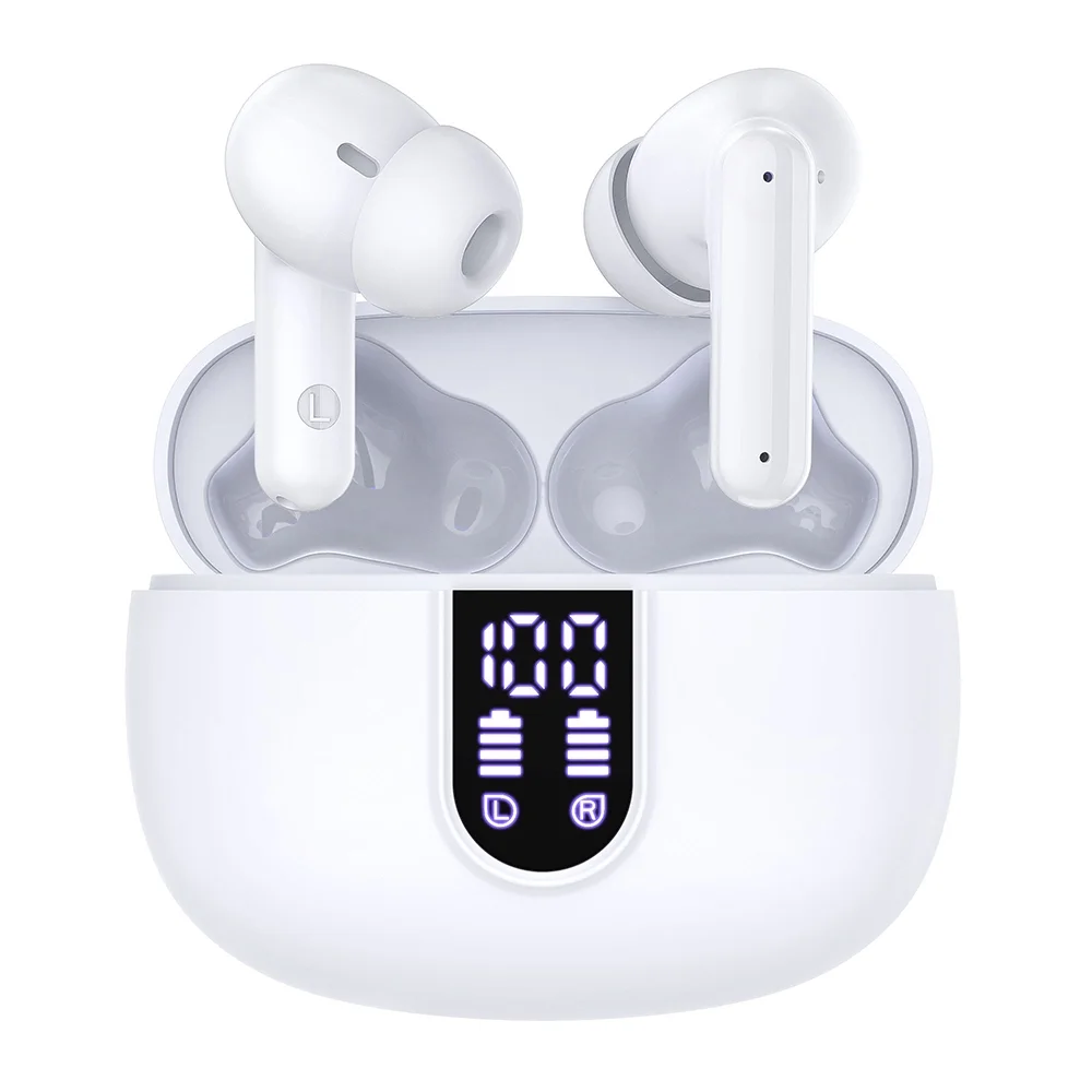 TWS-White LED Display Waterproof Bluetooth Wireless In-Ear Earbuds