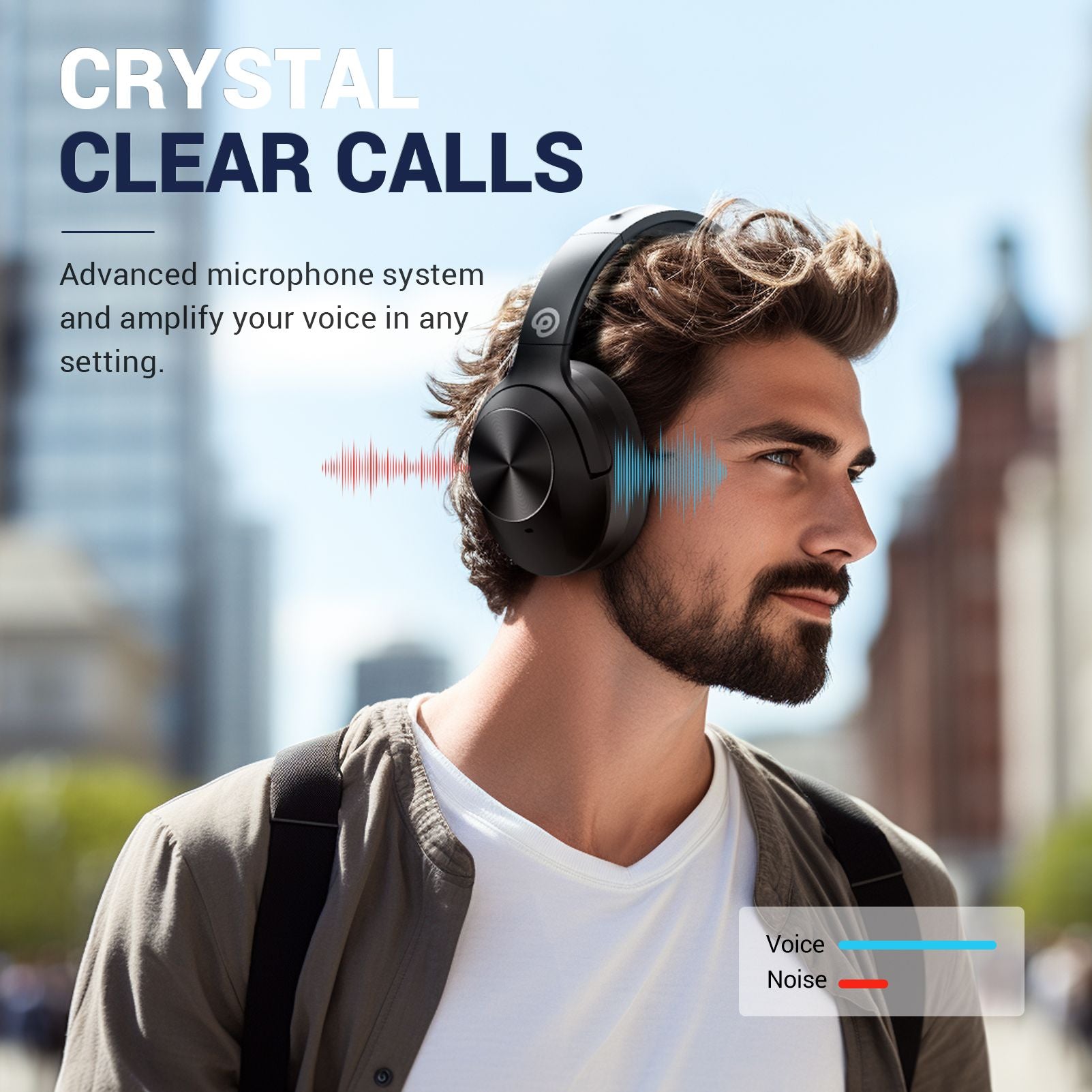 E11 B Hybrid ANC Over-Ear Bluetooth Headphones with Long Playtime