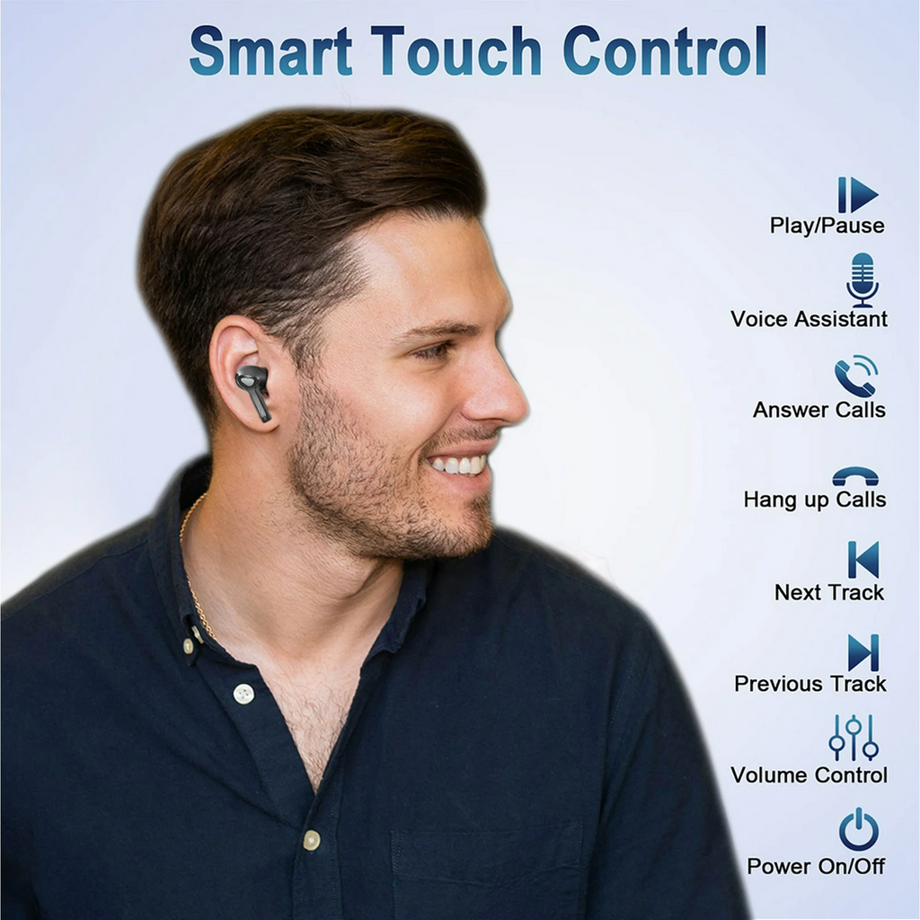 Earbuds Black True Wireless Bluetooth Earbuds, LED Digital Display Bluetooth 5.3 In-Ear Headphones