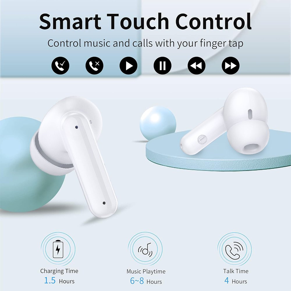 TWS-White LED Display Waterproof Bluetooth Wireless In-Ear Earbuds